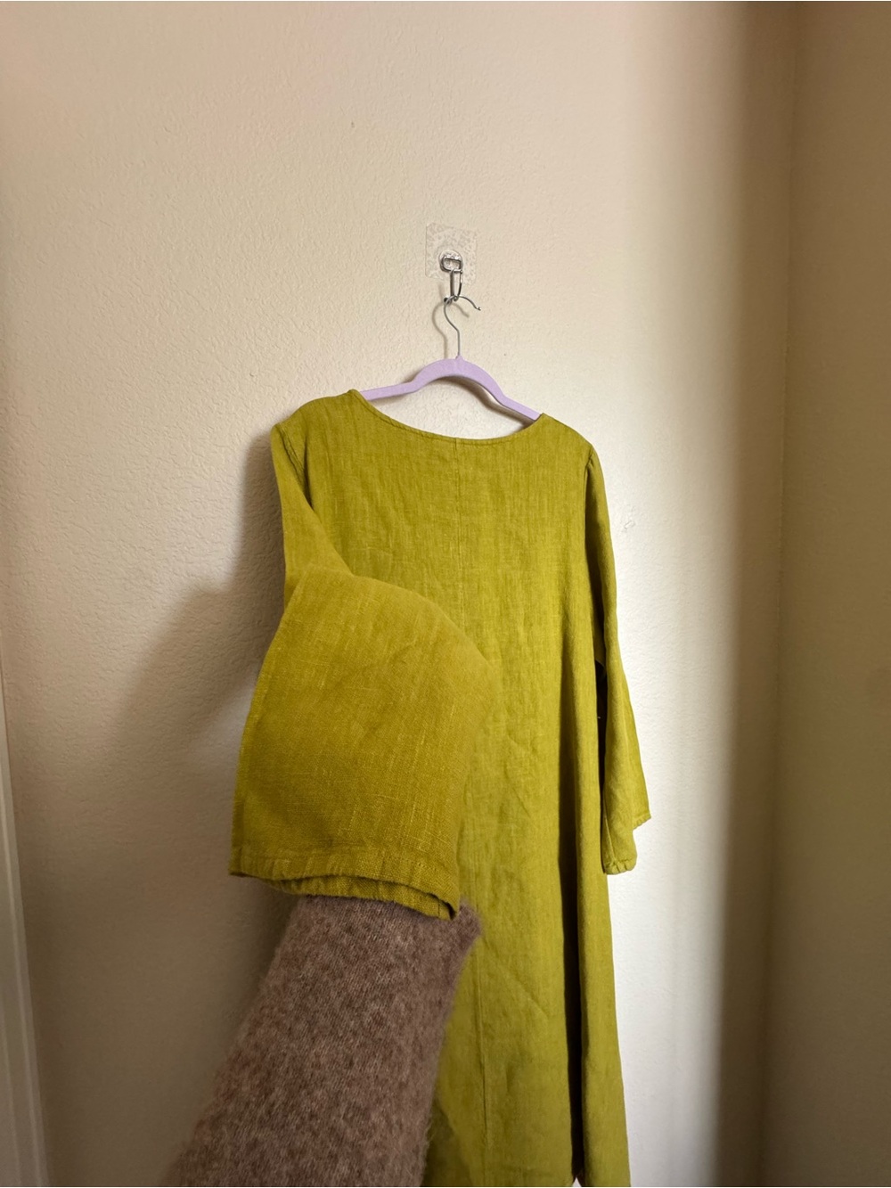 Bryn Walker Linen Linus Midi Dress Sz L in Lime Green Lagenlook Natural Fiber - Picture 7 of 8